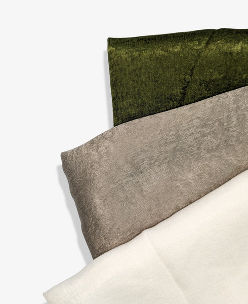 Velvet Silk Hijab - Bundle of 3 olive- smoke grey - white