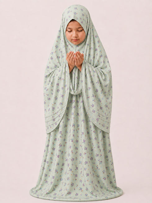 Namaz Chadar - Kids- Samaira- Green