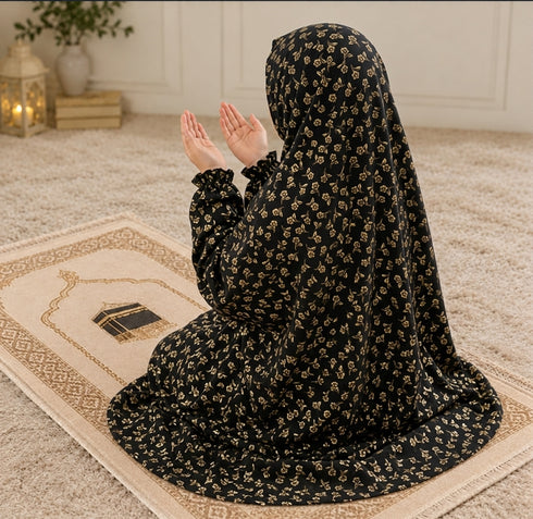 Namaz Chadar - Kids- Khadija-Black Gold