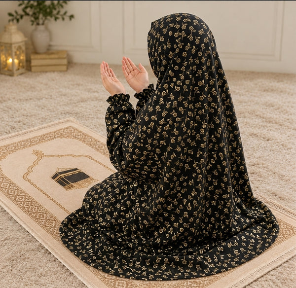 Namaz Chadar - Kids- Khadija-Black Gold