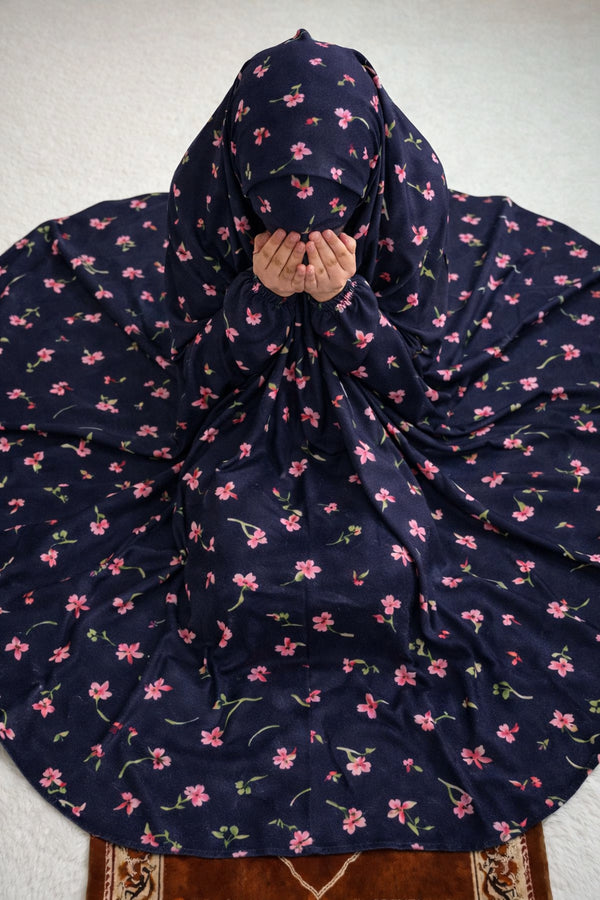 Namaz Chadar - Lily- Navyblue