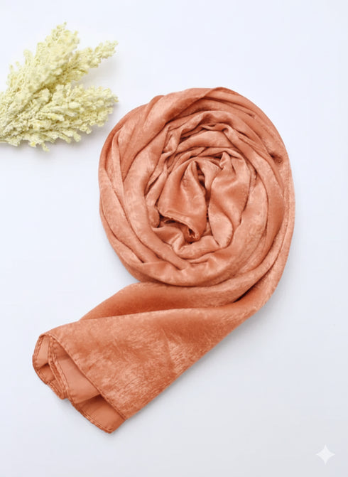 Velvet Silk Hijab - Rust