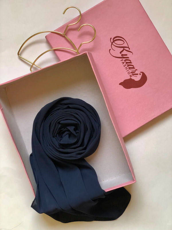 Crinkle Chiffon Hijab - NavyBlue