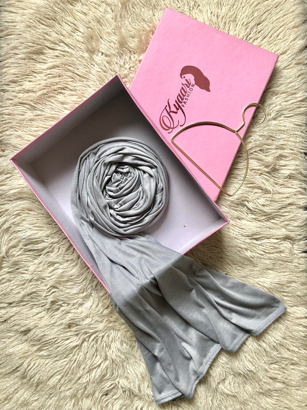 Plain Jersey Hijab - Silver Grey