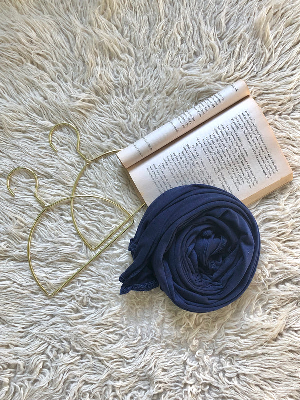 Plain Jersey Hijab - Navy Blue