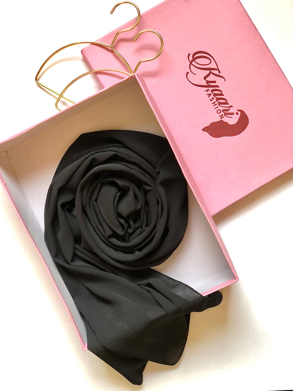 Crinkle Chiffon Hijab - Black