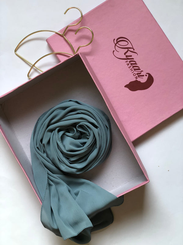 Crinkle Chiffon Hijab - Smoke Blue