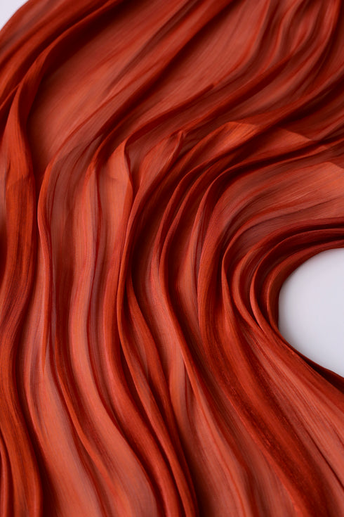 Organza Silk Hijab - Rust