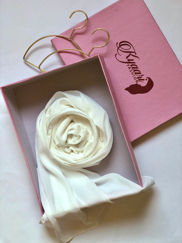 Crinkle Chiffon Hijab - Off-White