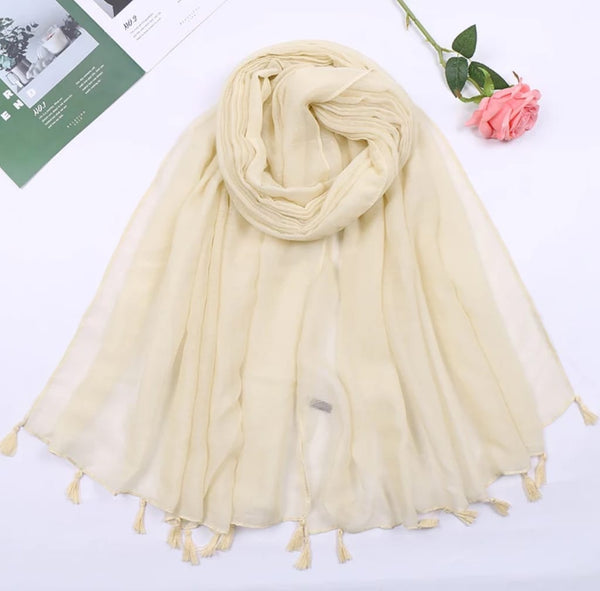 Plain Lawn Tassels - Cream freeshipping - Kyaari Fashion