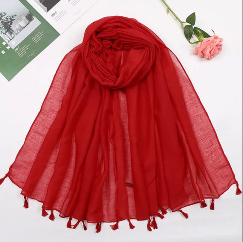 Plain Lawn Tassels - Red freeshipping - Kyaari Fashion