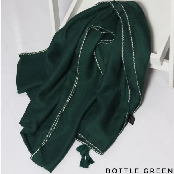 Crochet Tassel Hijab-Bottle Green freeshipping - Kyaari Fashion