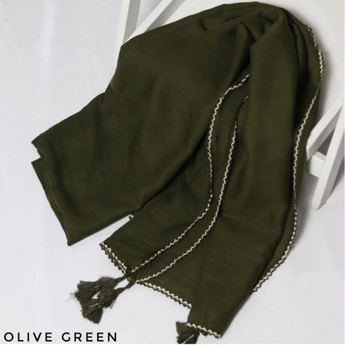 Crochet Tassel Hijab-Olive Green freeshipping - Kyaari Fashion