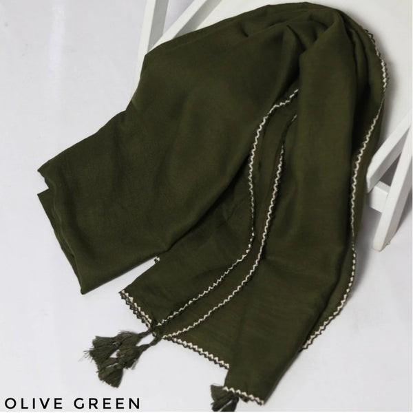 Crochet Tassel Hijab-Olive Green freeshipping - Kyaari Fashion