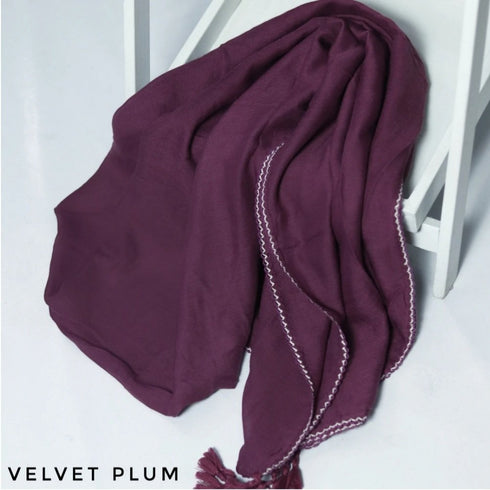 Crochet Tassel Hijab - Velvet Plum freeshipping - Kyaari Fashion