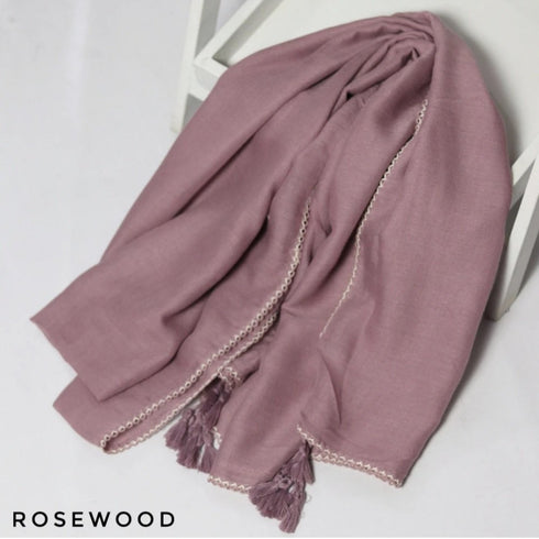 Crochet Tassel Hijab-Rosewood freeshipping - Kyaari Fashion