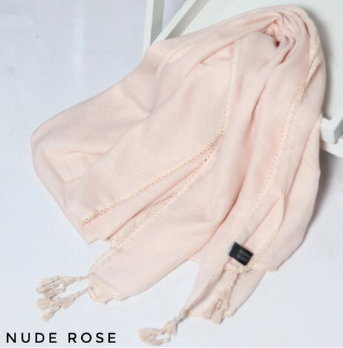 Crochet Tassel Hijab - Nude Rose freeshipping - Kyaari Fashion