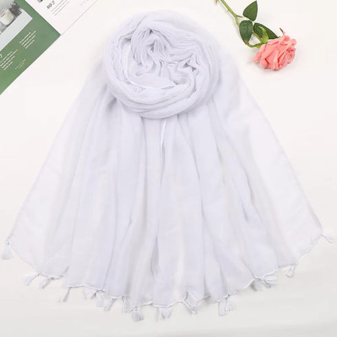Plain Lawn Tassels - White freeshipping - Kyaari Fashion