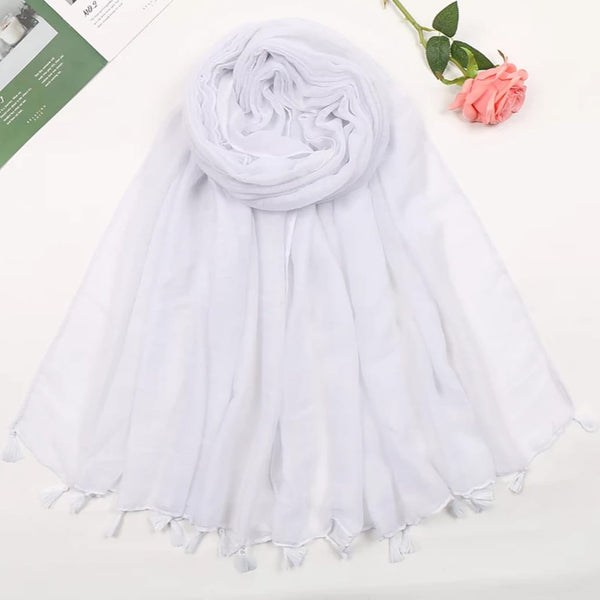Plain Lawn Tassels - White freeshipping - Kyaari Fashion