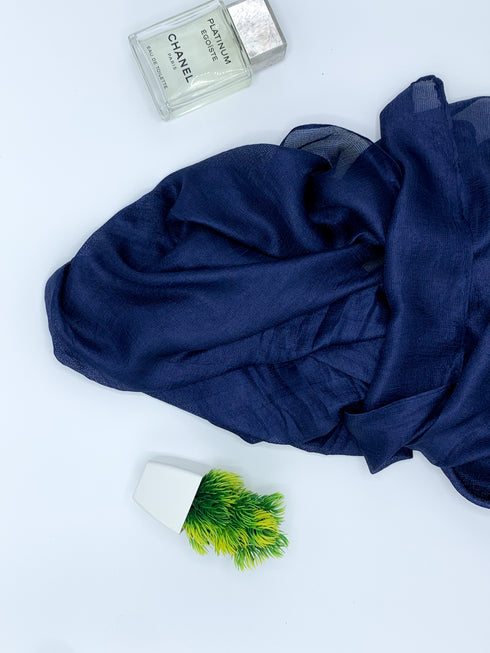 Paper Silk Hijab - Navy Blue