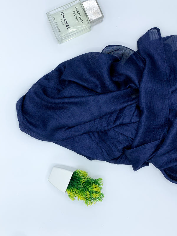 Paper Silk Hijab - Navy Blue