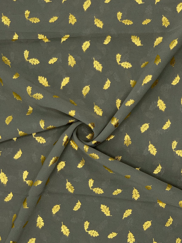 Georgette Gold Print - Grey