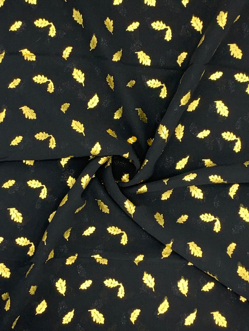 Georgette Gold Print - Black