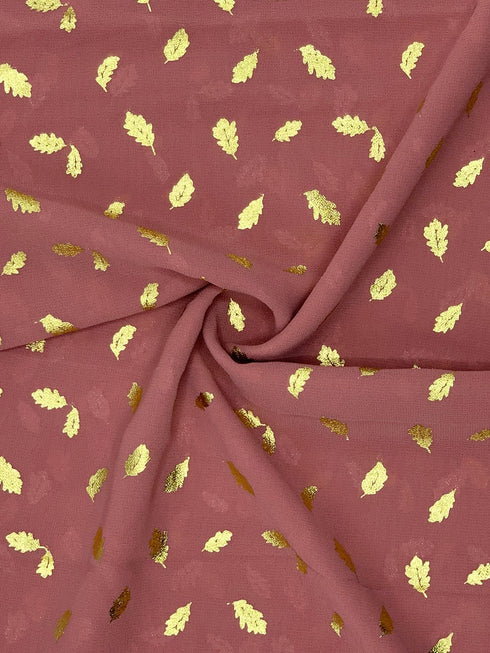 Georgette Gold Print - Rose Brown