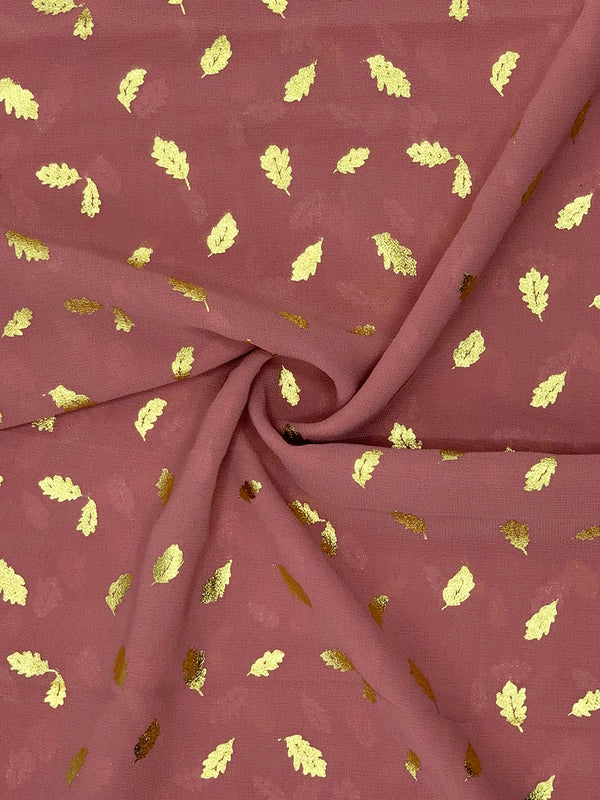Georgette Gold Print - Rose Brown