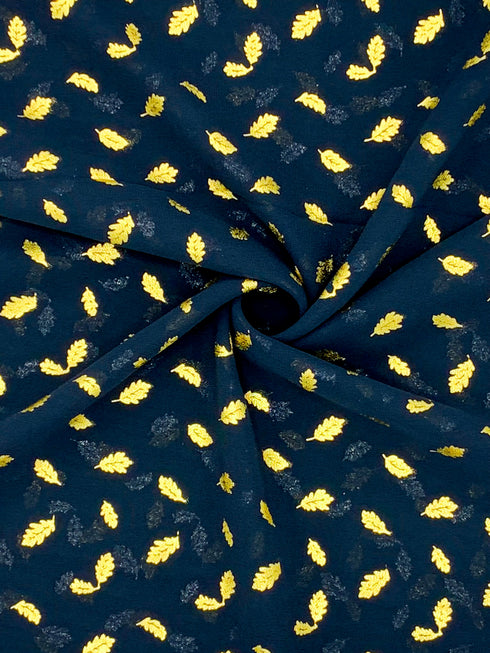 Georgette Gold Print - Navy Blue