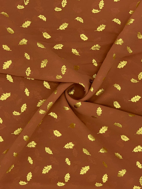 Georgette Gold Print - Hazelnut