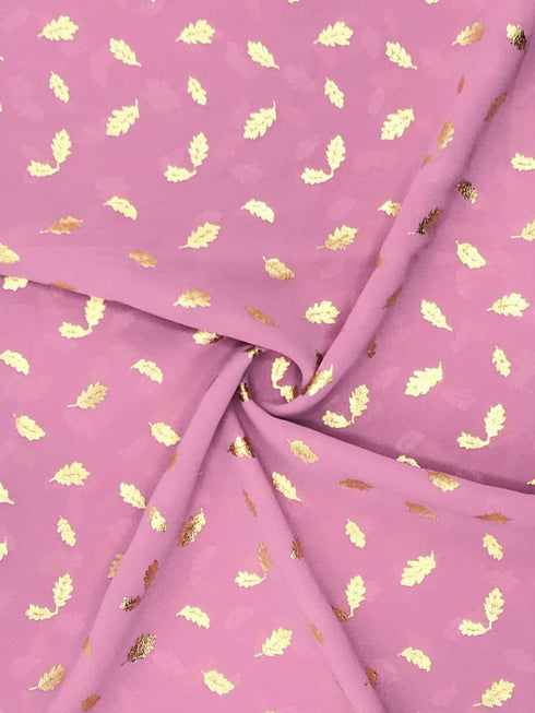 Georgette Gold Print - Pink