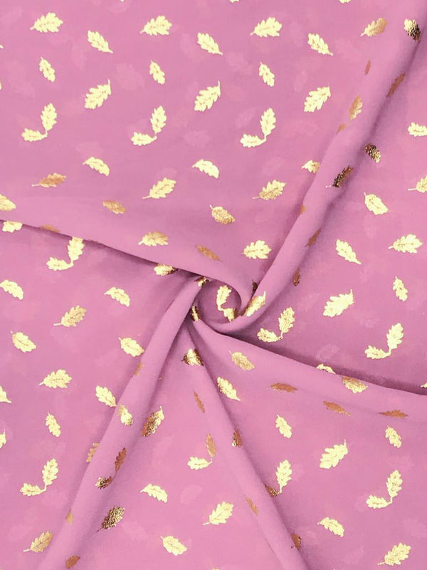 Georgette Gold Print - Pink