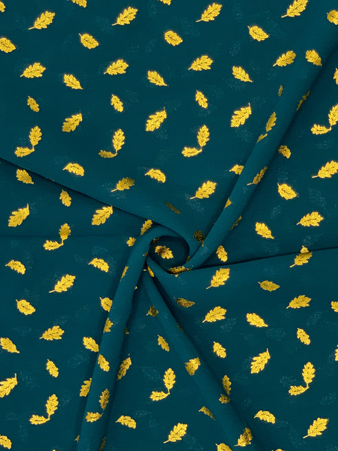 Georgette Gold Print - Ocean Green