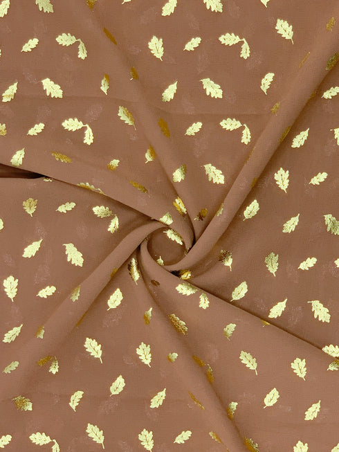 Georgette Gold Print - Rust